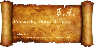 Bereszky Annamária névjegykártya